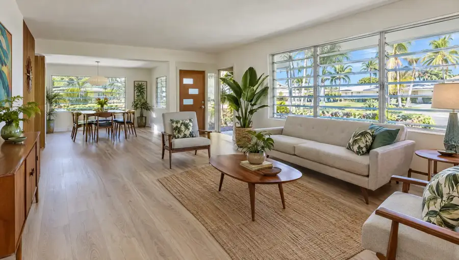 Bright Florida home interior with new vinyl plank flooring