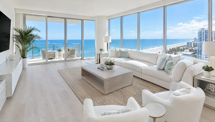 Bright Florida home interior with new vinyl plank flooring