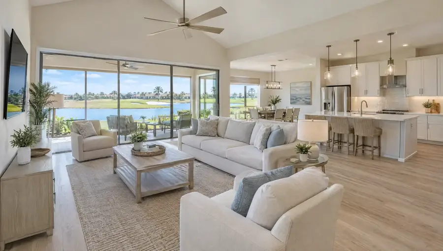 Bright Florida home interior with new vinyl plank flooring