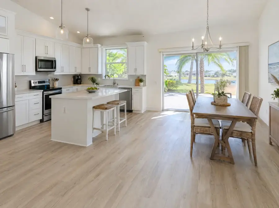 Bright Florida home interior with new vinyl plank flooring